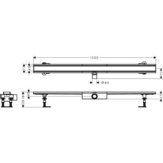 Hansgrohe Raindrain Compact 1200 Shower Drain Complete Set For Flat Installation - Brushed Stainless Steel - Image 2