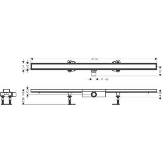 Hansgrohe Raindrain Compact 1200 Tileable Shower Drain Complete Set For Flat Installation - Brushed Stainless Steel - Image 2