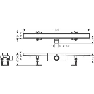 Hansgrohe Raindrain Compact 800 Tileable Shower Drain Complete Set For Standard Flat Installation - Brushed Stainless Steel - Image 2