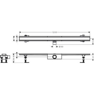 Hansgrohe Raindrain Compact 1200 Shower Drain Complete Set For Standard Flat Installation - Brushed Stainless Steel - Image 2