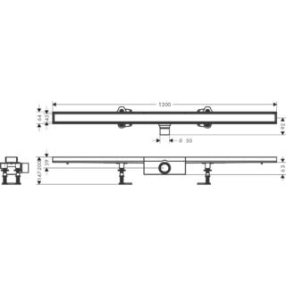 Hansgrohe Raindrain Compact 1200 Tileable Shower Drain Complete Set For Standard Flat Installation - Brushed Stainless Steel - Image 2