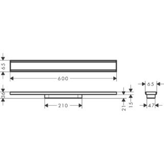 Hansgrohe Raindrain Original 600 Shower Drain Finish Set - Brushed Stainless Steel - Image 2