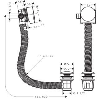 Hansgrohe Exafill Bath Filler And Push Open Waste - Chrome - Image 2