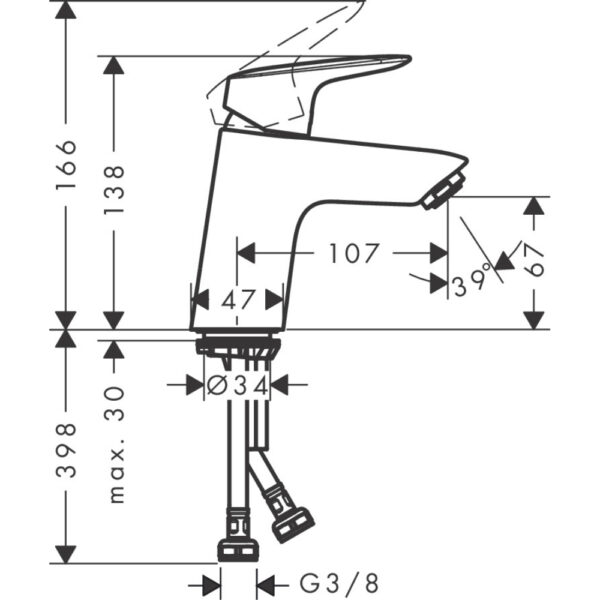 Hansgrohe Logis 70 Single Lever Basin Mixer Tap - Chrome - Image 2