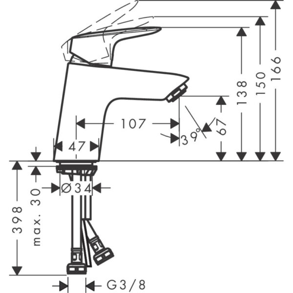 Hansgrohe Logis 70 Single Lever Basin Mixer Tap With 2 Flow Rates - Chrome - Image 2