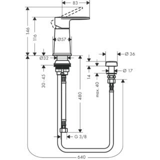 Hansgrohe Vernis Blend Bidet Set With Vertical Spray - Chrome - Image 2