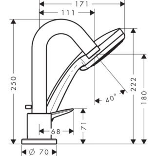 Hansgrohe Logis 3-Hole Rim-Mounted Single Lever Bath Shower Mixer Tap - Chrome - Image 2