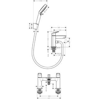 Hansgrohe Logis 2-Hole Bath Shower Mixer Tap With Diverter Valve And Vernis Blend Shower Handset - Image 2