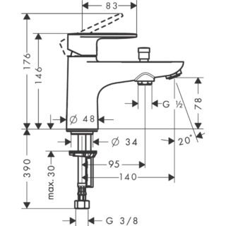 Hansgrohe Vernis Blend Monotrou Single Lever Bath Shower Mixer Tap With 2 Flow Rates - Chrome - Image 2