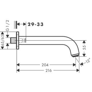 Hansgrohe Vernis Shape Bath Spout - 204mm Long - Image 2