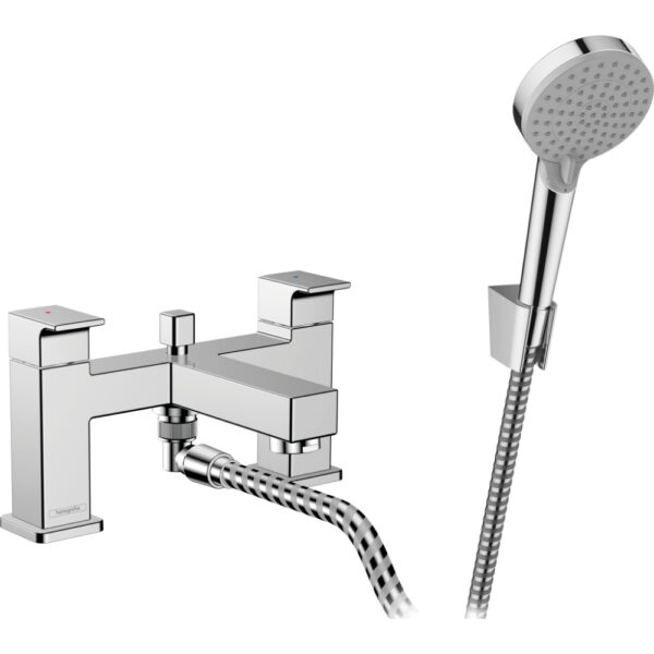 Hansgrohe Vernis Shape 2-Hole Bath Shower Mixer Tap With Diverter Valve And Vernis Blend Shower Handset