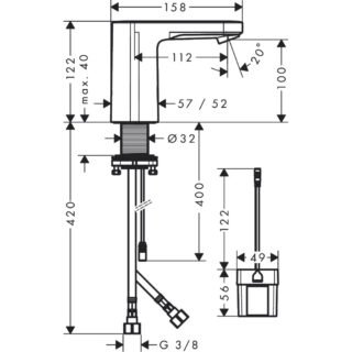 Hansgrohe Vernis Blend Electronic Basin Mixer Tap With Temperature Pre-Adjustment Battery Operation - Chrome - Image 2