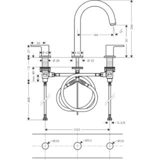 Hansgrohe Vernis Shape 3-Hole Basin Mixer Tap With Pop-Up Waste - Image 2