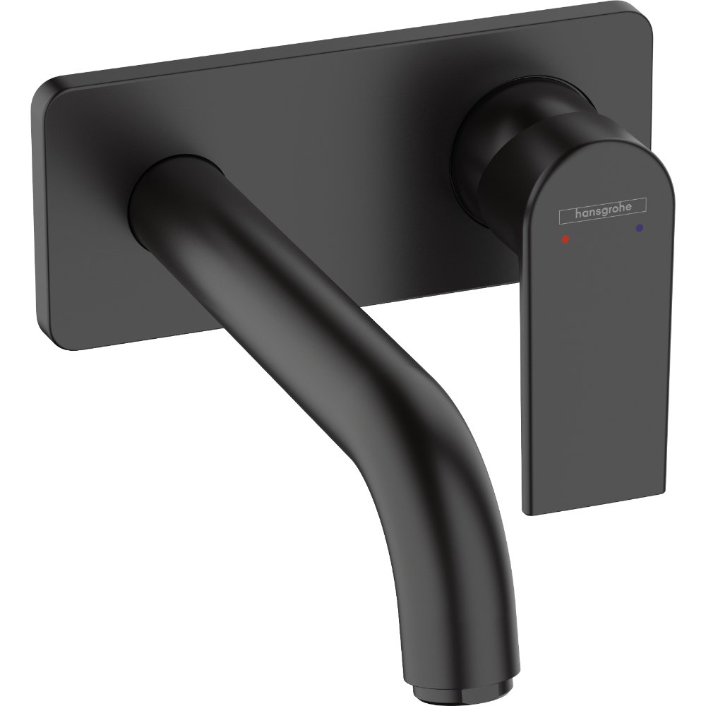 Hansgrohe Vernis Shape Single Lever Wall Mounted Basin Mixer Tap With 207mm Spout - Matt Black