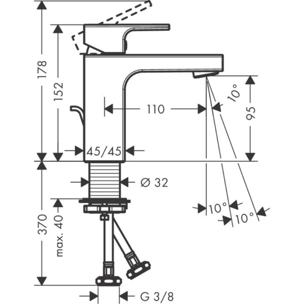 Hansgrohe Vernis Shape Coolstart 100 Single Lever Basin Mixer Tap With Pop-Up Waste - Image 2