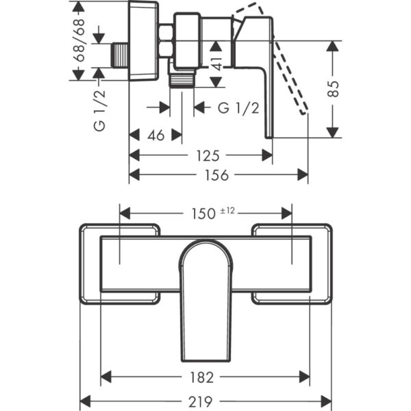 Hansgrohe Vernis Shape Exposed Bath Shower Mixer Tap - Image 2