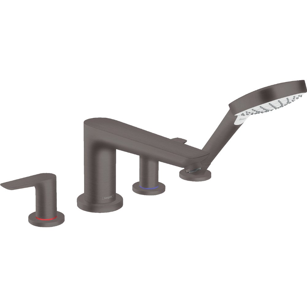 Hansgrohe Talis E 4-Hole Rim-Mounted Bath Shower Mixer Tap - Brushed Black Chrome