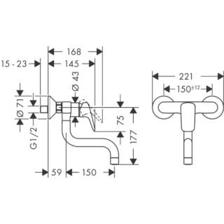 Hansgrohe Logis M31 Wall-Mounted Single Spray Mode Kitchen Mixer Tap - Chrome - Image 2