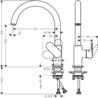 Hansgrohe Vernis Blend M35 210 Kitchen Mixer Tap With Swivel Spout - Image 2