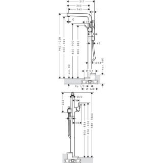 Hansgrohe Talis S Single Lever Floor Standing Bath Shower Mixer Tap - Chrome - Image 2
