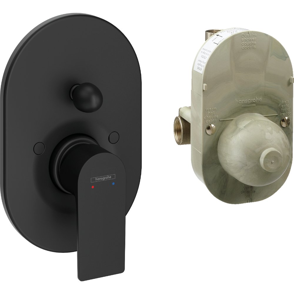 Hansgrohe Rebris E Single Lever Concealed Manual Shower Valve With Basic Set - Matt Black