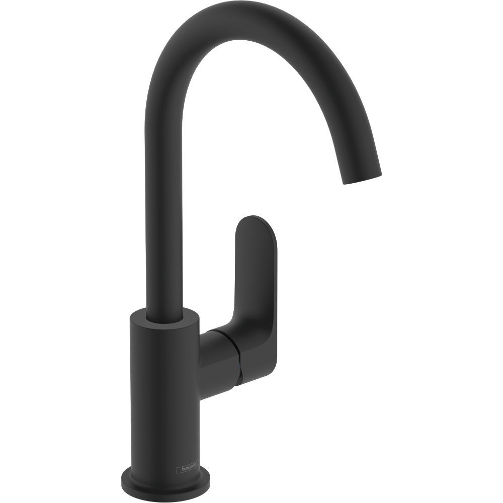 Hansgrohe Rebris S 210 Single Lever Basin Mixer Tap With Swivel Spout And Pop-Up Waste - Matt Black