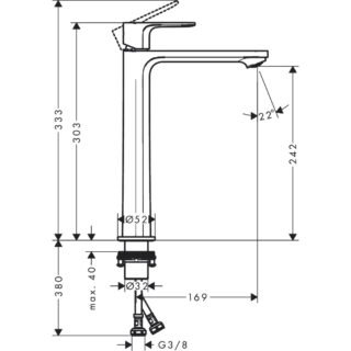 Hansgrohe Rebris S 240 Coolstart Single Lever Basin Mixer Tap - Chrome - Image 2