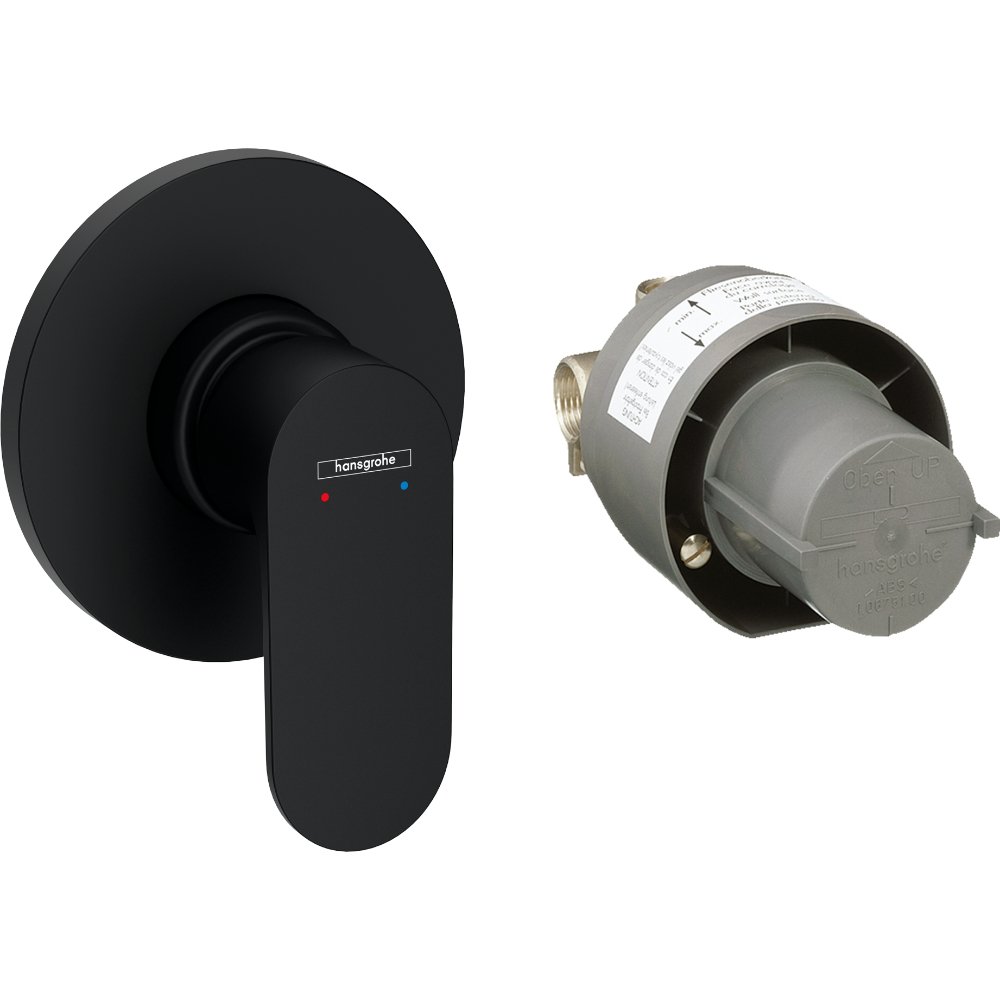 Hansgrohe Rebris S Single Lever Concealed Shower Mixer Set - Matt Black