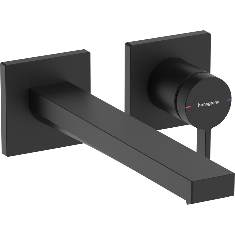 Hansgrohe Tecturis E Wall-Mounted Ecosmart+ Single Lever Basin Mixer Tap With 225mm Spout - Matt Black