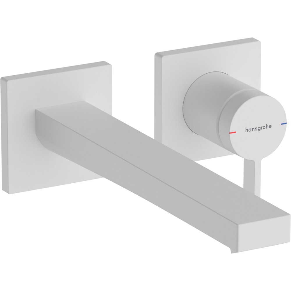 Hansgrohe Tecturis E Wall-Mounted Ecosmart+ Single Lever Basin Mixer Tap With 225mm Spout - Matt White