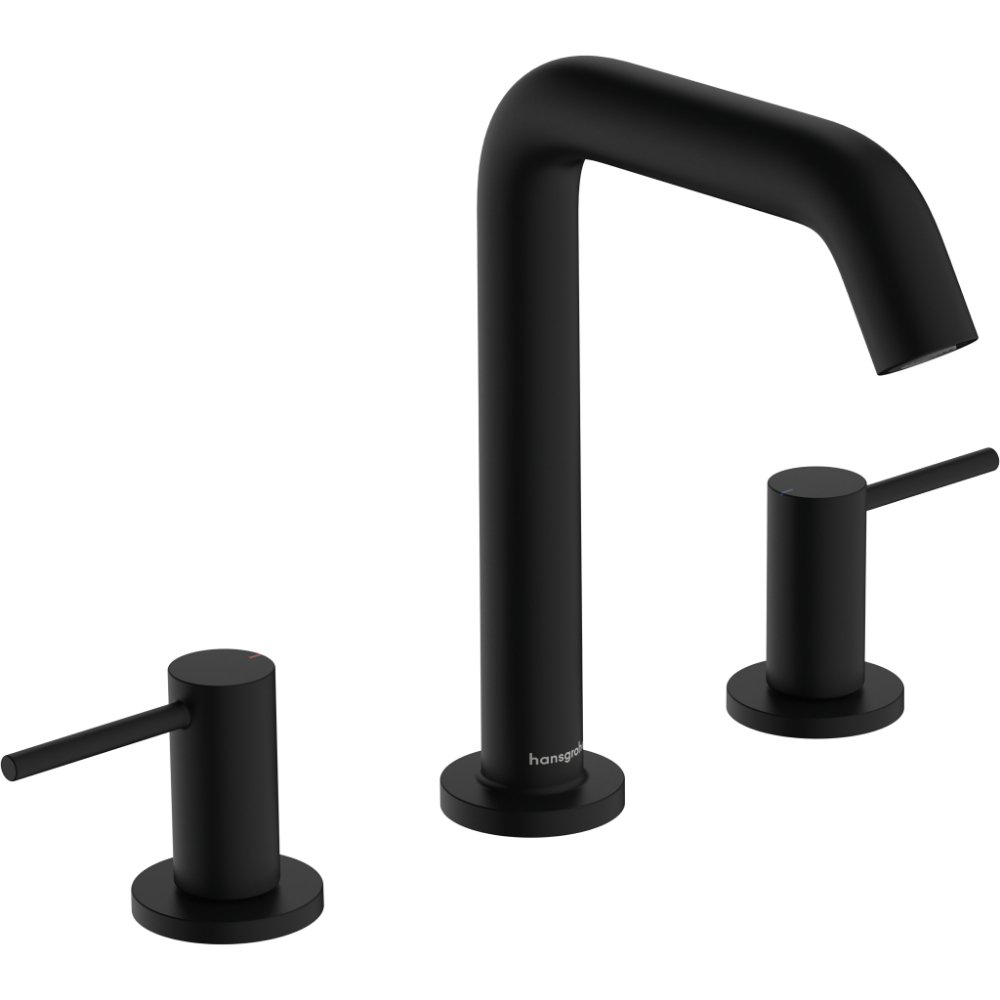 Hansgrohe Tecturis S 150 Ecosmart+ 3-Hole Basin Mixer Tap With Push-Open Waste - Matt Black