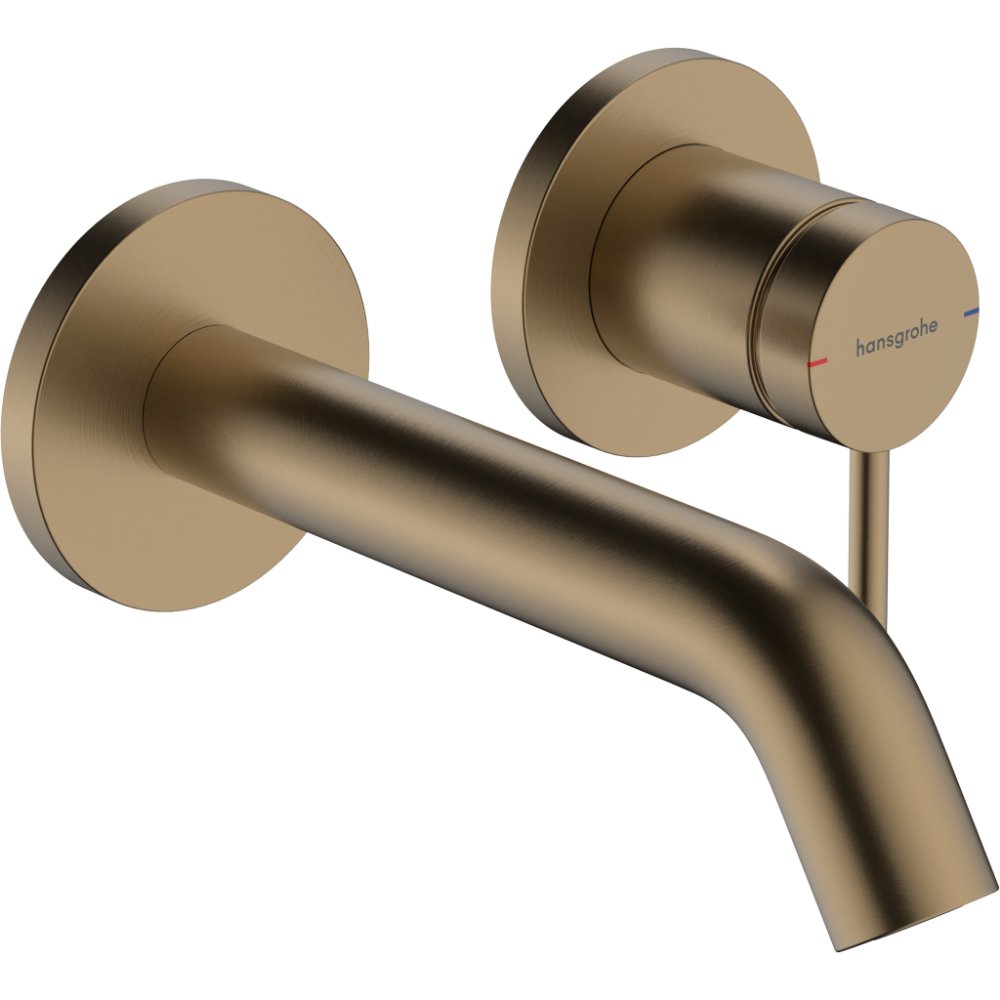 Hansgrohe Tecturis S Wall-Mounted Ecosmart+ Single Lever Basin Mixer Tap With 165mm Spout - Brushed Bronze