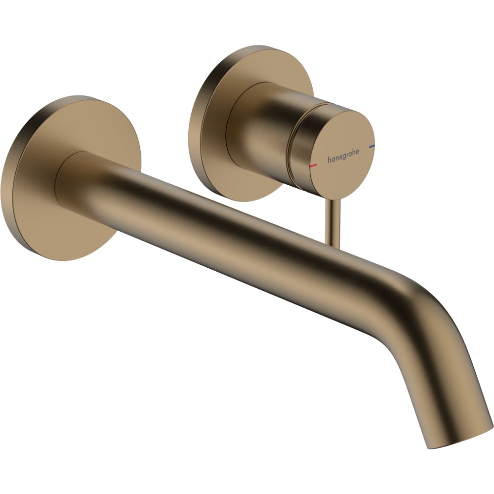 Hansgrohe Tecturis S Wall-Mounted Ecosmart+ Single Lever Basin Mixer Tap With 225mm Spout - Brushed Bronze