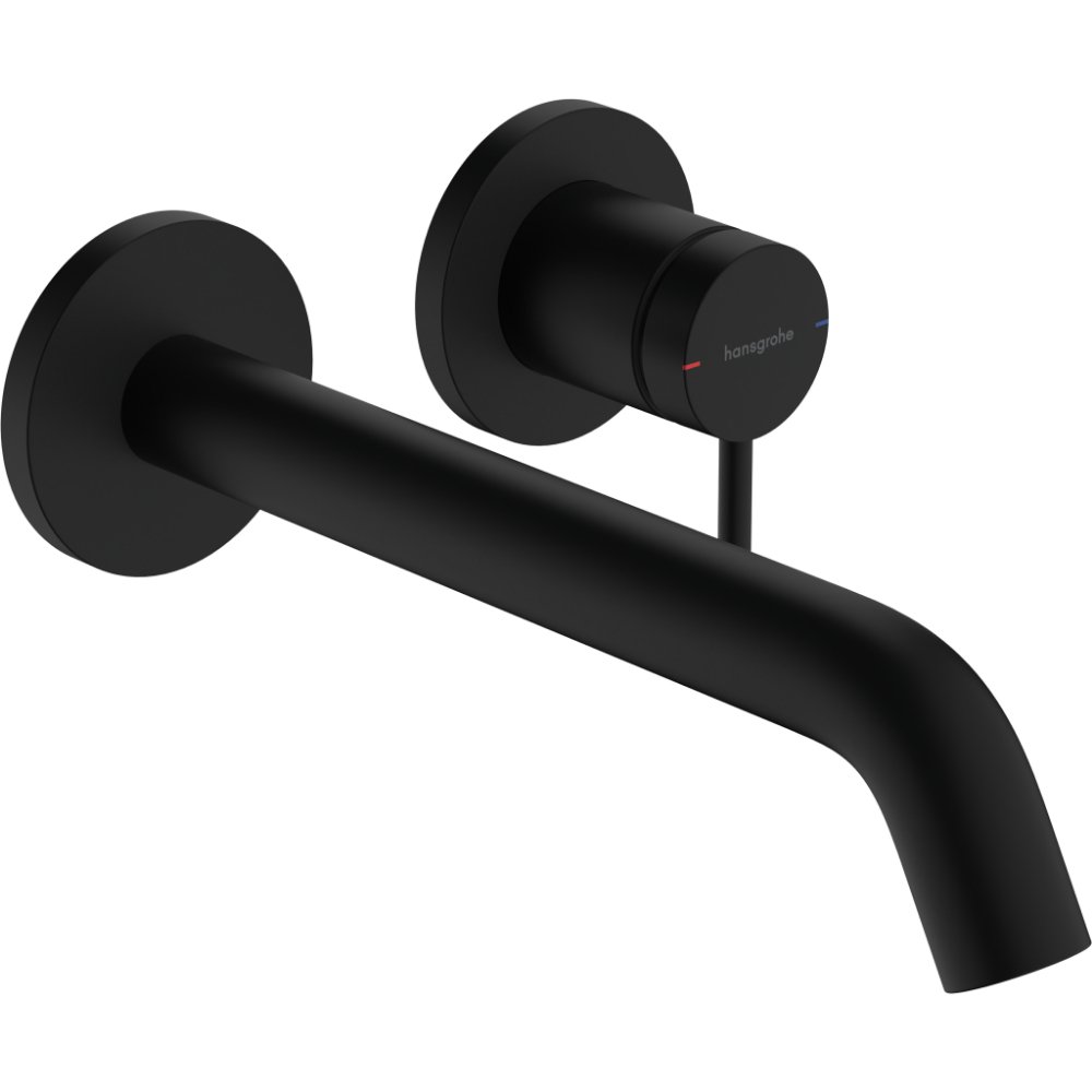 Hansgrohe Tecturis S Wall-Mounted Ecosmart+ Single Lever Basin Mixer Tap With 225mm Spout - Matt Black