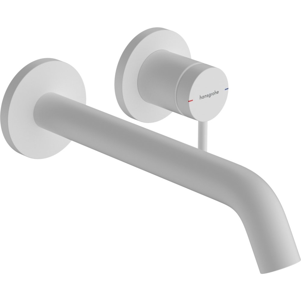 Hansgrohe Tecturis S Wall-Mounted Ecosmart+ Single Lever Basin Mixer Tap With 225mm Spout - Matt White