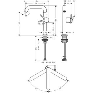 Hansgrohe Tecturis S 210 Fine Coolstart Ecosmart+ Single Lever Basin Mixer Tap With Swivel Spout And Push-Open Waste - Image 2