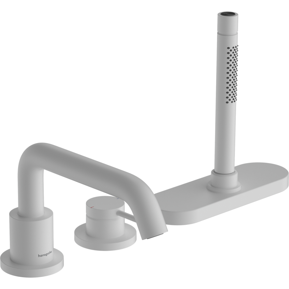 Hansgrohe Tecturis S 3 Hole Bath Shower Mixer Tap With sBox - Matt White