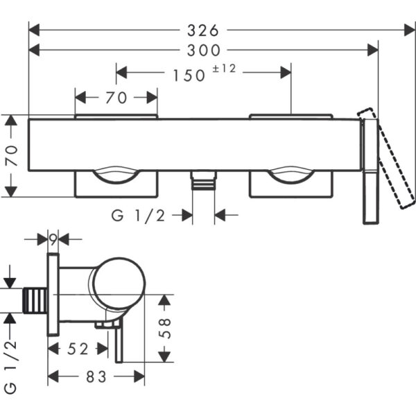 Hansgrohe Tecturis E Bar Shower Valve - Image 2