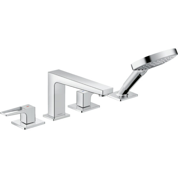 Hansgrohe Metropol 4-Hole Rim-Mounted Secuflex Bath Shower Mixer Tap With Loop Handles - Chrome