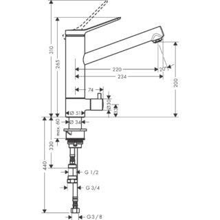 Hansgrohe Zesis M33 1Jet 200 Kitchen Mixer Tap With Device Shut-Off Valve - Chrome - Image 2