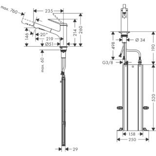 Hansgrohe Zesis M33 150 2jet Single Lever Kitchen Mixer Tap With Pull Out Spray And sBox - Image 2