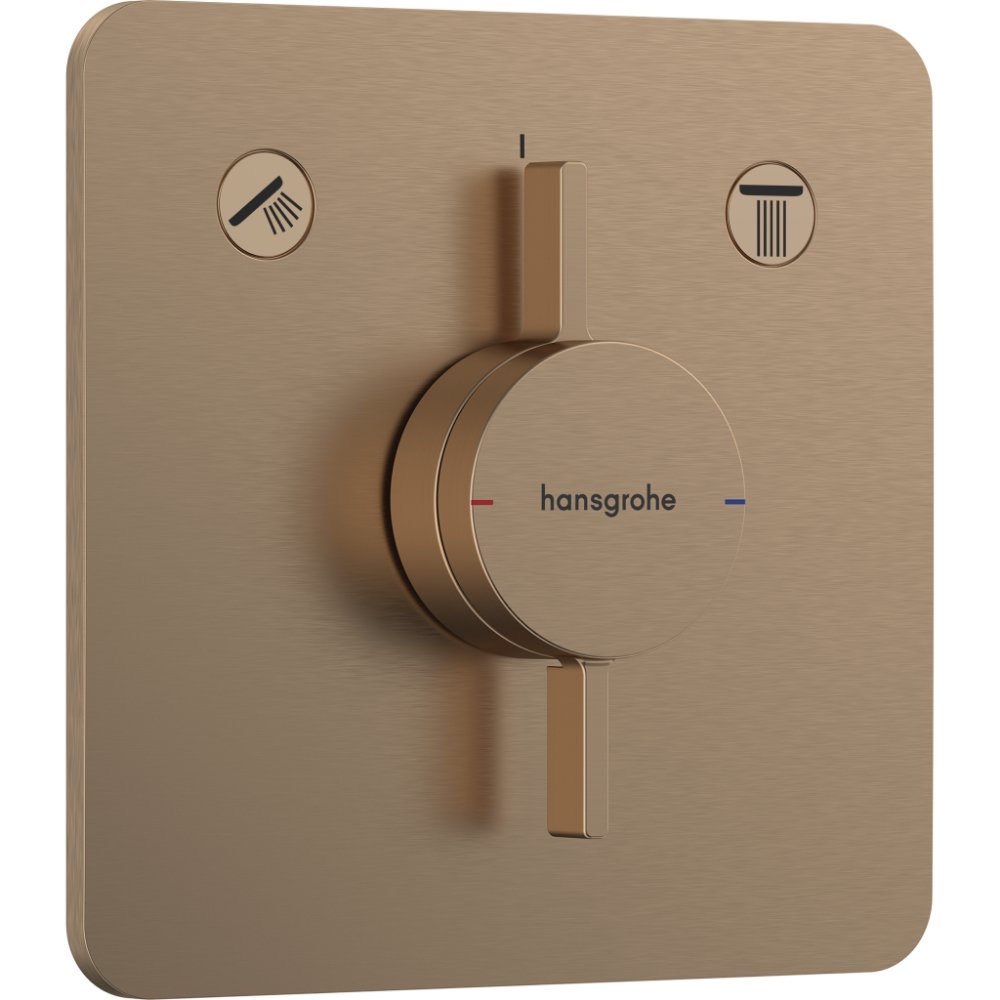 Hansgrohe Duoturn Q 2 Outlet Concealed Manual Shower Valve - Brushed Bronze