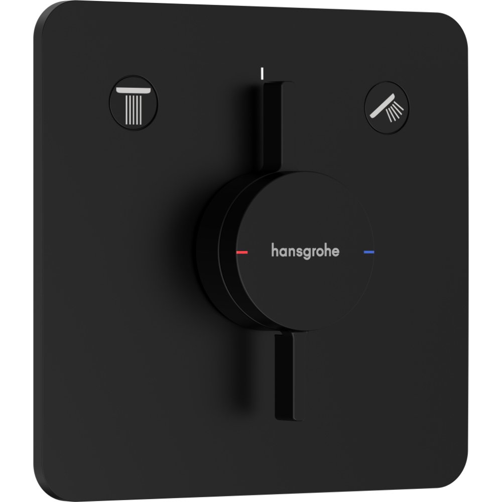 Hansgrohe Duoturn Q 2 Outlet Concealed Manual Shower Valve - Matt Black