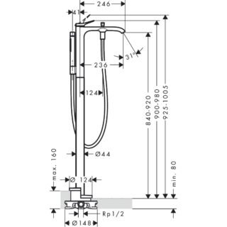Hansgrohe Vivenis Single Lever Floor-Standing Bath Shower Mixer Tap - Image 2