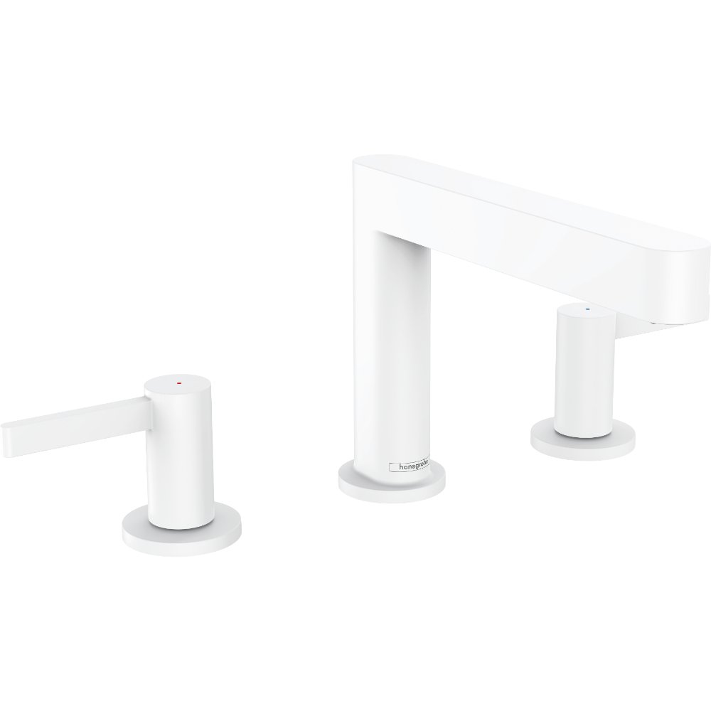 Hansgrohe Finoris 110 3-Hole Basin Mixer Tap With Push-Open Waste - Matt White