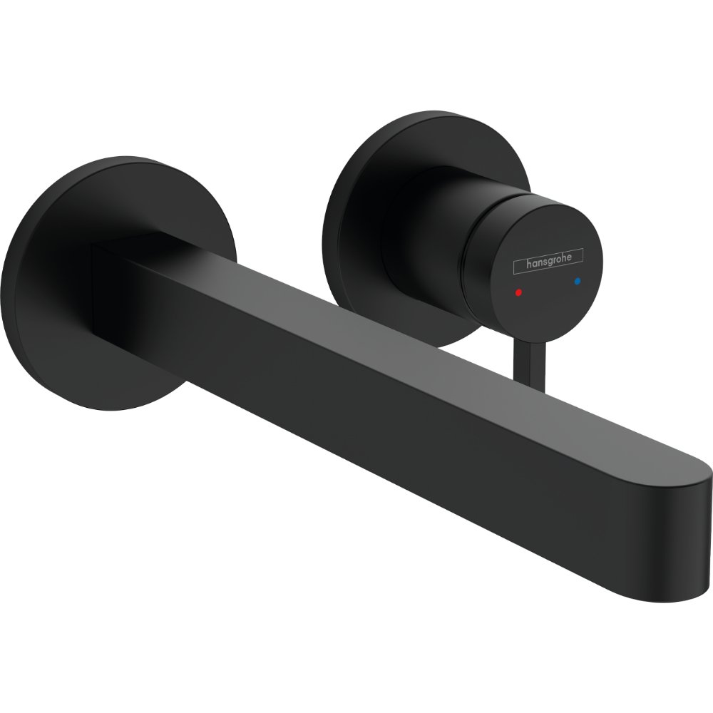 Hansgrohe Finoris 2 Hole Wall Mounted Single Lever Basin Mixer Tap With 228mm Spout - Matt Black