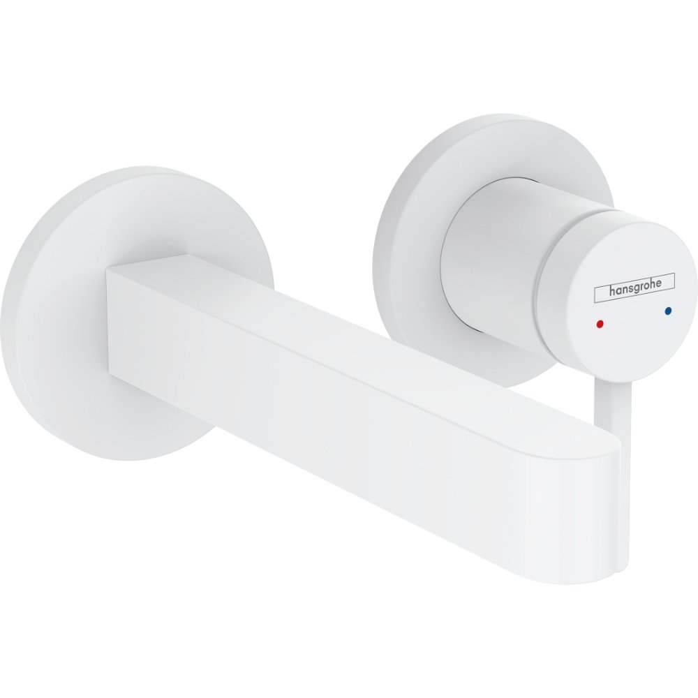 Hansgrohe Finoris 2 Hole Wall Mounted Single Lever Basin Mixer Tap With 168mm Spout - Matt White