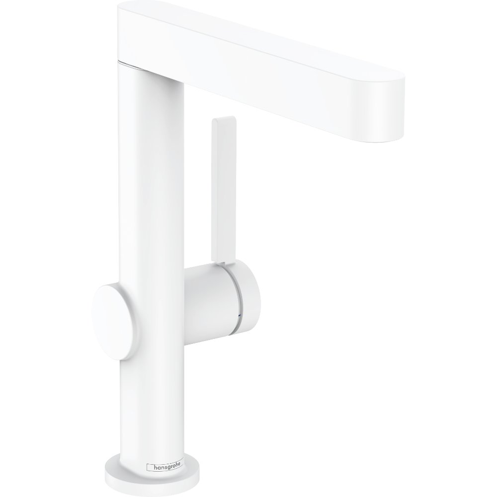 Hansgrohe Finoris 230 Single Lever Basin Mixer Tap With Swivel Spout And Push-Open Waste - Matt White