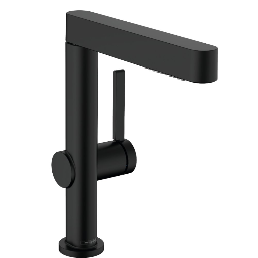 Hansgrohe Finoris 230 Single Lever Basin Mixer Tap With 2Jet Pull-Out Spray And Push-Open Waste - Matt Black
