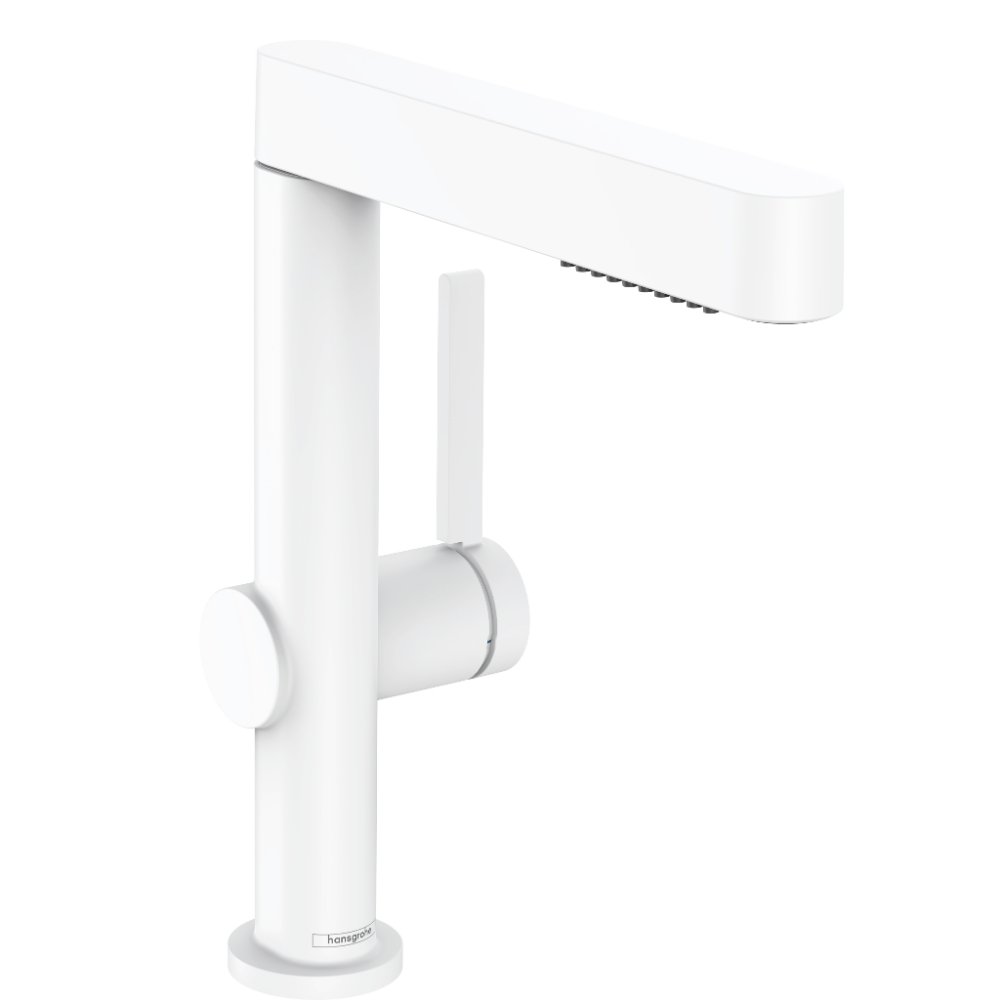 Hansgrohe Finoris 230 Single Lever Basin Mixer Tap With 2Jet Pull-Out Spray And Push-Open Waste - Matt White